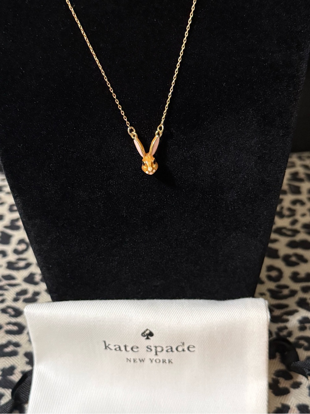 Kate Spade Desert Muse Bunny Rabbit Enamel Pendant Necklace NWT